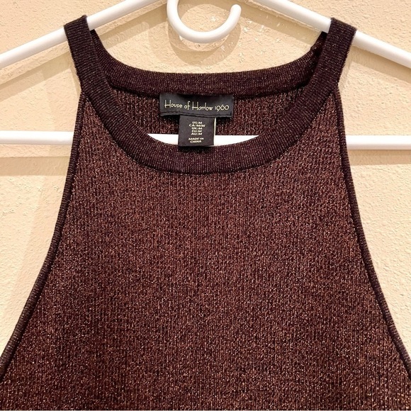 House of Harlow 1960 Revolve Ribbed Midi Dress BodyCon Knit Metallic Halter M - Picture 5 of 10